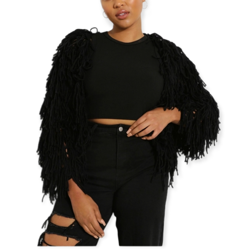 Boohoo Plus Knitted Shaggy Cardigan plus size 14
